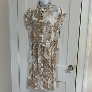 Calvin Klein Button Down Tan Dress NWT Size 8